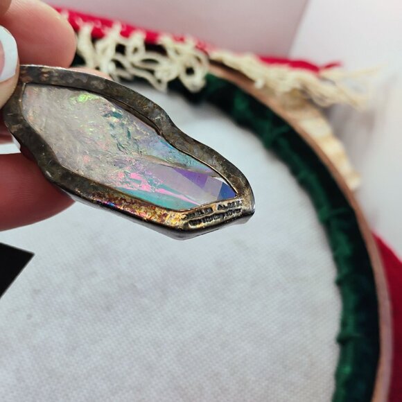 Charles Albert Sterling Silver Terminated Rainbow Aura Quartz Crystal Pendant - Picture 5 of 8
